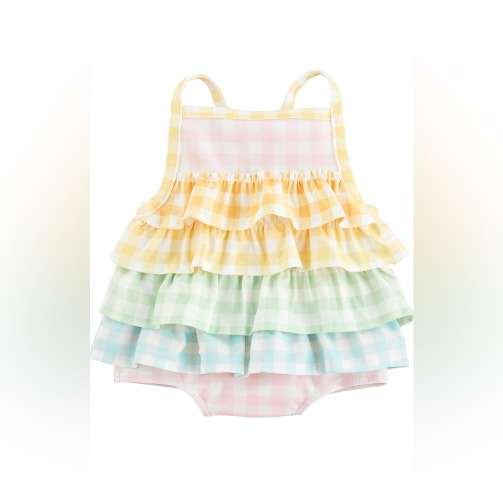 Mud Pie Girls’ Gingham Ruffle Swimsuit